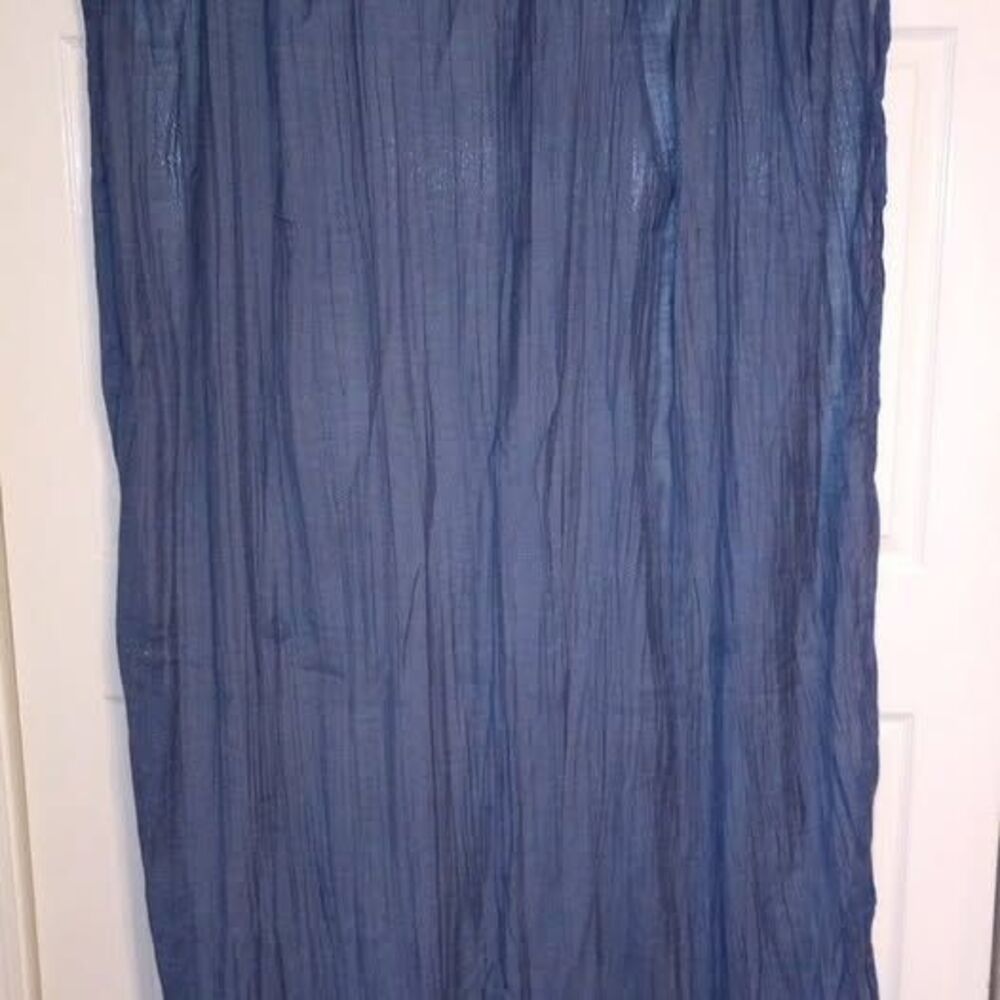 Navy Solid Sheer Tab Top Single Curtain Panel, Black, 50" x 84